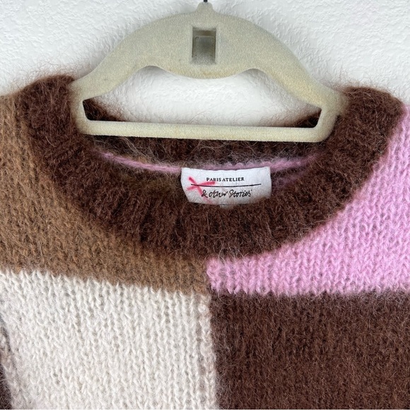 & Other Stories Mohair Wool Checkered Fuzzy Knit Sweater Scandi Small - Picture 6 of 16